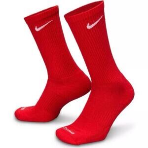 NEW Women's Nike Everyday Plus Cushioned Training Crew Socks Red Size Large